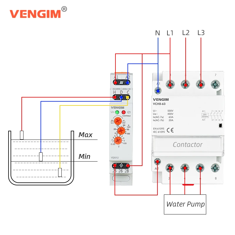 VENGIM-controlador de nivel de agua, relé electrónico de Control de nivel de líquido, 220v, con Sensor