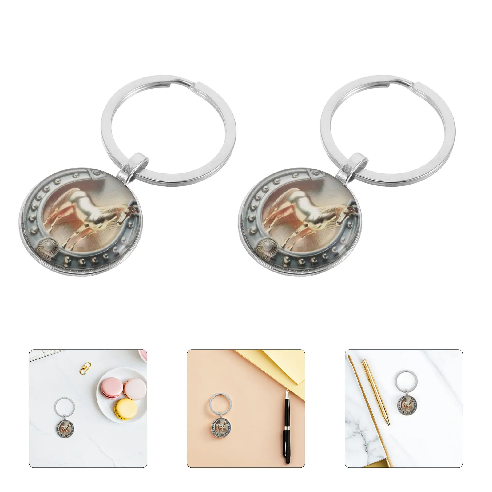 

15pcs Horse Keychain Metal Animal Keyring For Women Girls Unique Horse Lover Jewelry Vintage Horseshoe Pendant Durable