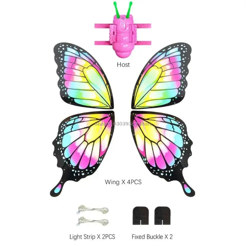 Electric Fairys Wing For Girls,Moving Butterfly Wing with Lights & Music,Toy for Halloween,Princess Cosplay,Dressing Up
