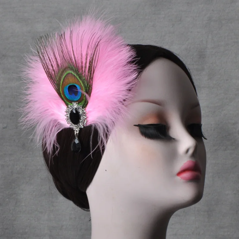 Princess Feather Hair Crown for Girls Peacock Themed Ballet Stage Performance Indian Dance Hair Accessories