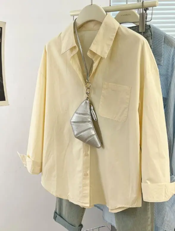 2025 automne/hiver nouvelle mode femme Simple décontracté bouton couleur unie à manches longues femmes petit haut