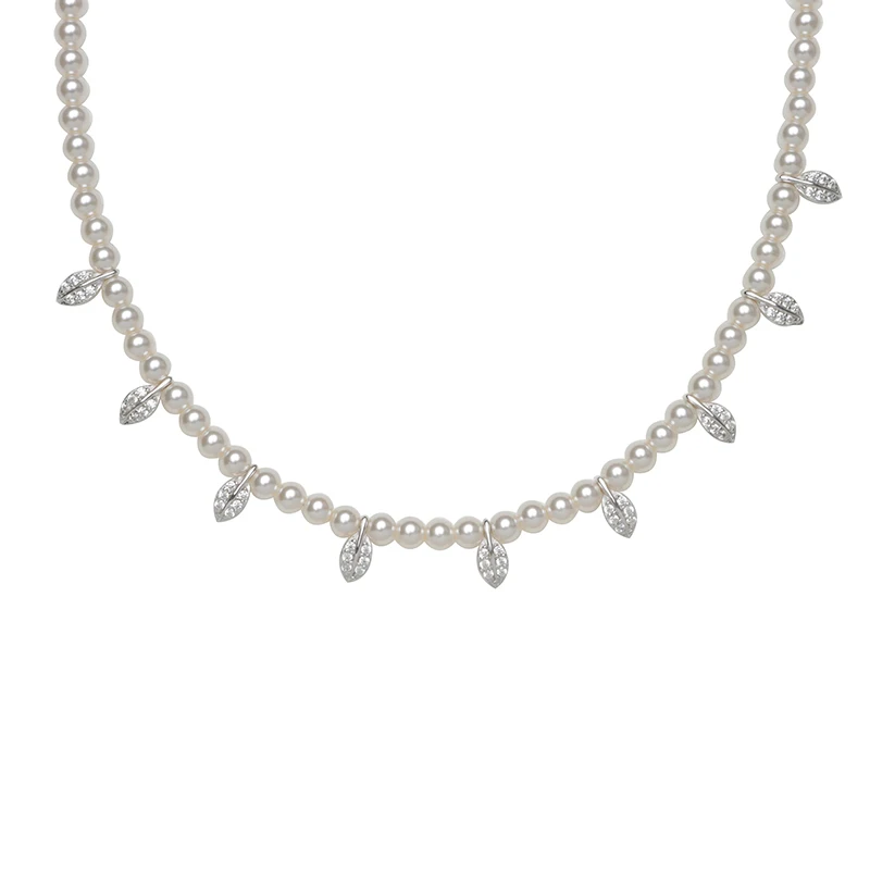 

Niche high-end flash zirconium fringed pearl light luxury necklace collarbone chain temperament