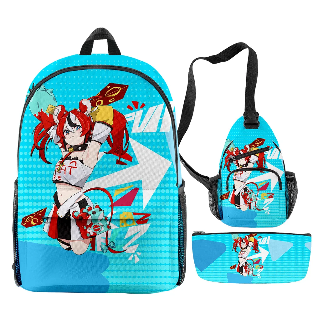 Imagem -05 - Vtuber Hakos Baelz Anime Mochilas Peças Define Zíper Daypack Unisex Traval Bolsa 2023 Japão Manga Harajuku Estudante Bolsa de Escola