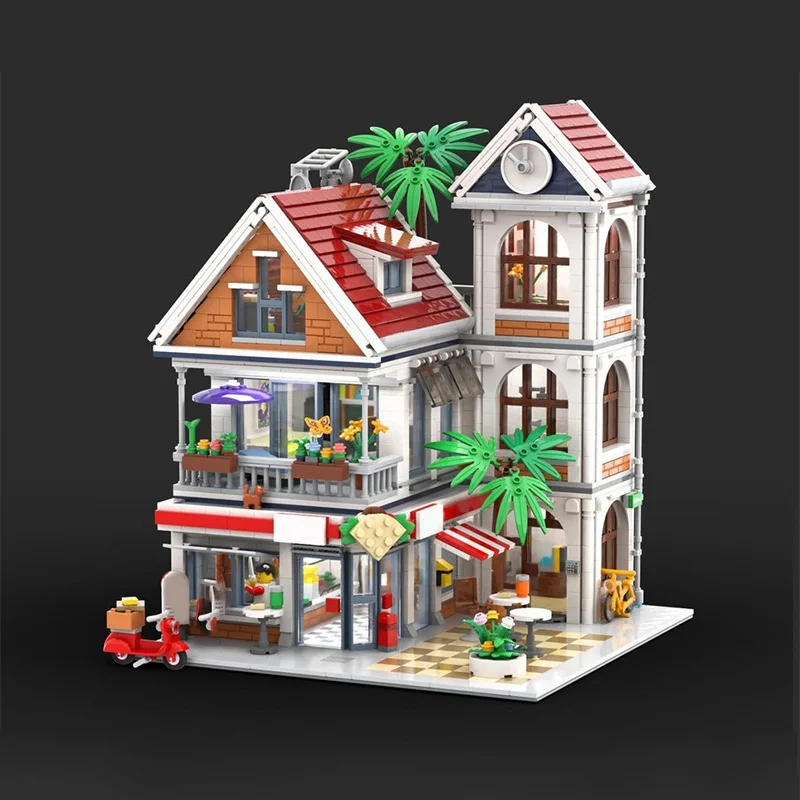 2903pcs MOC Townhouse Kebab Store D Ner Laden Model Christmas Gift Building Toy Blocks Architecture DIY Creative Idea Birthday