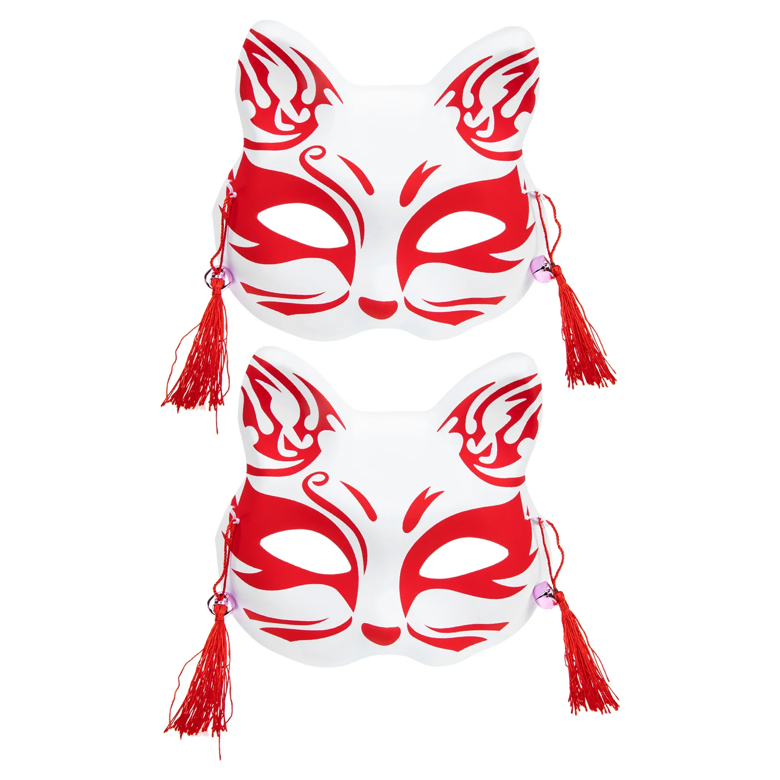 2 ชิ้นหน้ากากฟ็อกซ์ Kitsune ปาร์ตี้สวมหน้ากากญี่ปุ่นหน้ากากสุนัขจิ้งจอกฮาโลวีนขอบสําหรับสัตว์ Diy