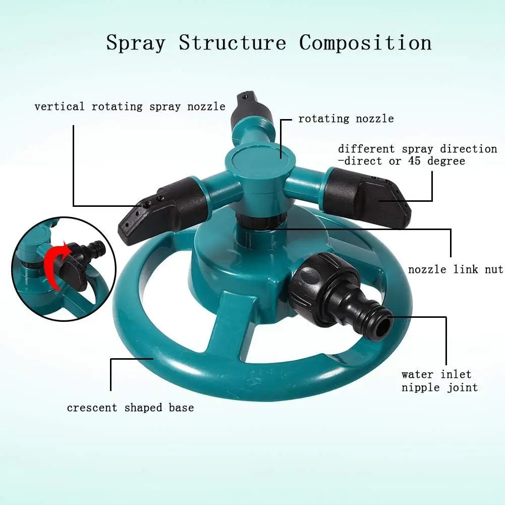 Sprinkler Nozzle 360 Degree Automatic Rotating Water Spray Garden Lawn Automatic Sprinkler Garden Watering Irrigation Supplies