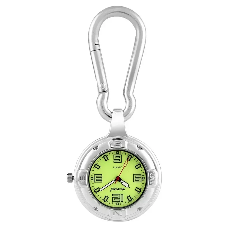 Portable Luminous Watch Professional Medical Dial Clip Carabiner Hook Quartz Movement for Men Women Noctilucent Fluorescent