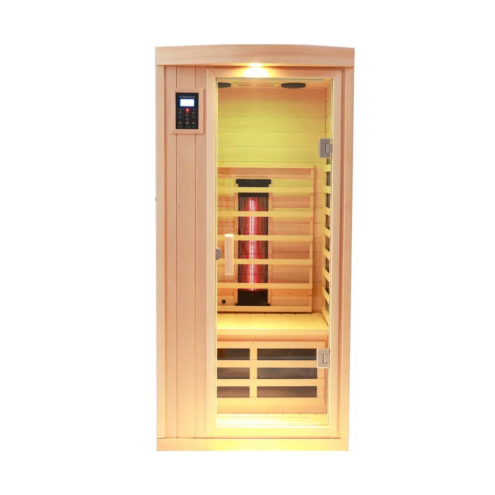 One-person Hemlock Sauna Room Far Infrared Plus Ceramic Tube Heating Indoor Sauna Room One Person Hemlock Infrared Home Sauna