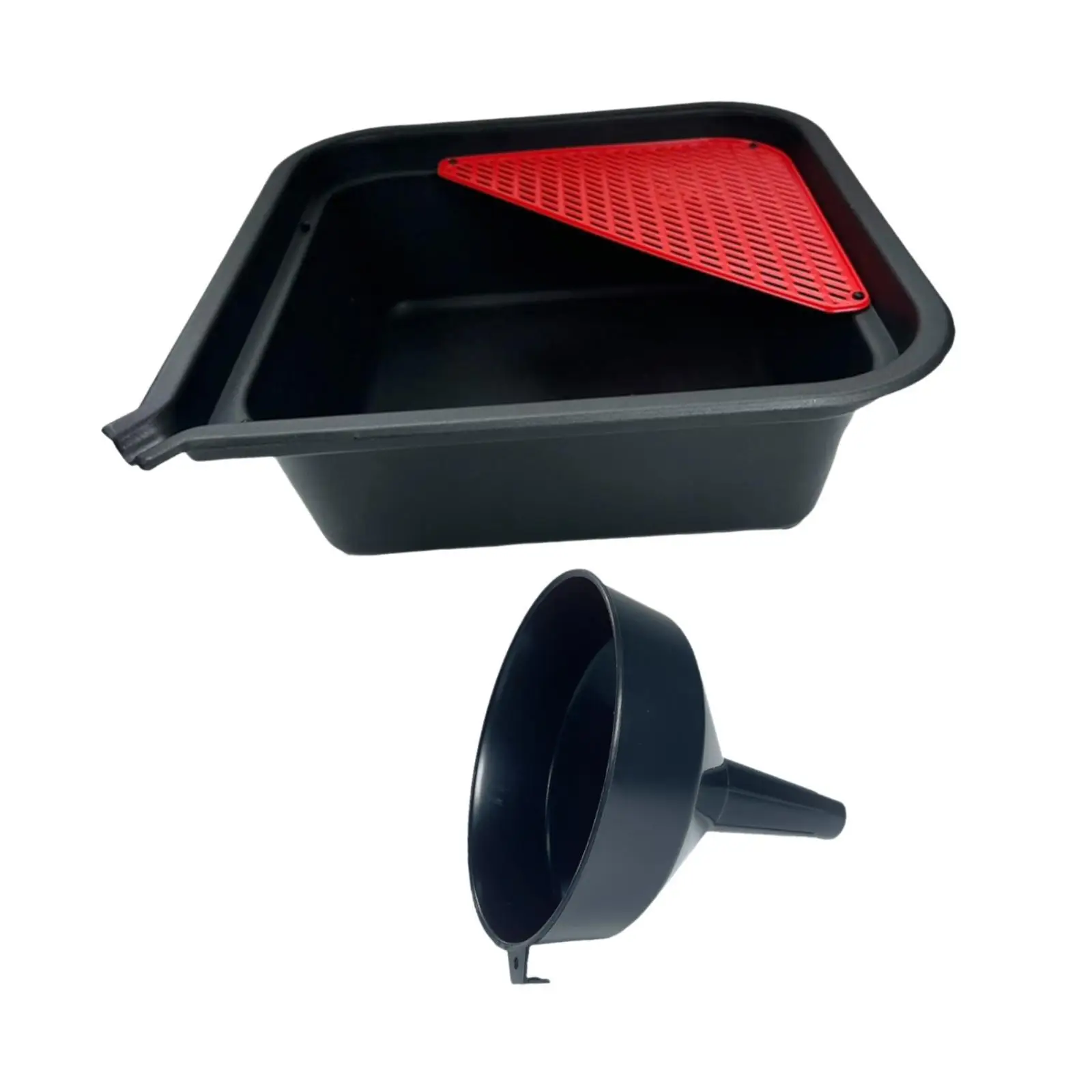 9 Liters Mechanic Car Oil Drain Pan and Funnel Professional 36.5x36.5x12.5cm