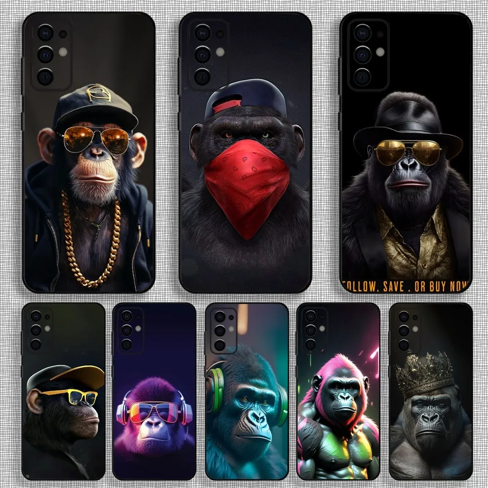 Monkey Gorilla Ape COOL Phone Case For Samsung S24,S21,S22,S23,S30,Ultra,S20,Plus,Fe,Lite,Note,10,9,5G Black Soft Cover