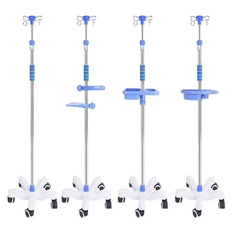 Soporte de polo IV médico de hospital plegable móvil soporte de infusión ajustable soporte de goteo duradero conveniente