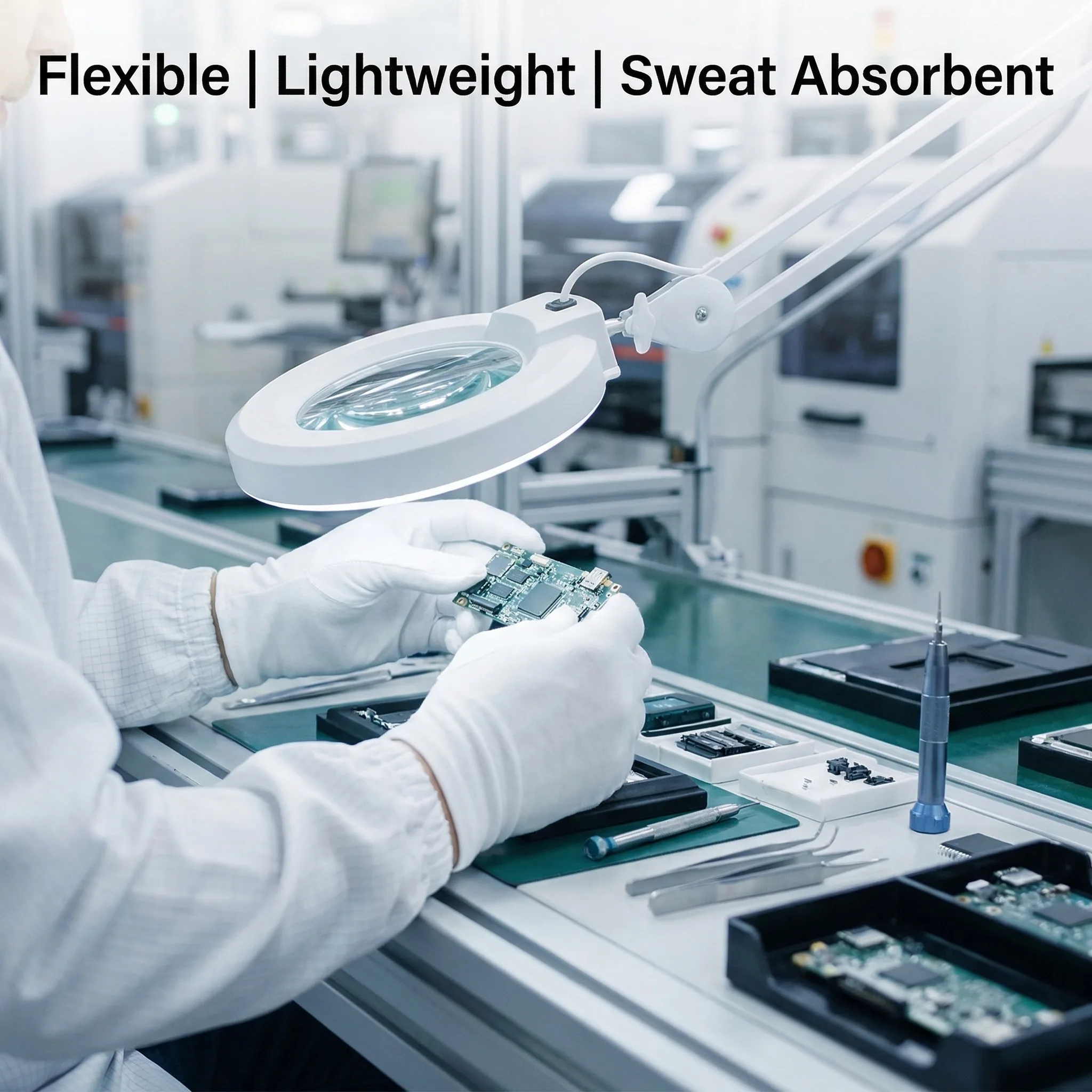 Pure Cotton Work Gloves Breathable Anti-Sweat Assembly Line Gloves for Precision Work Electronics Repair Factory Workshop Safety