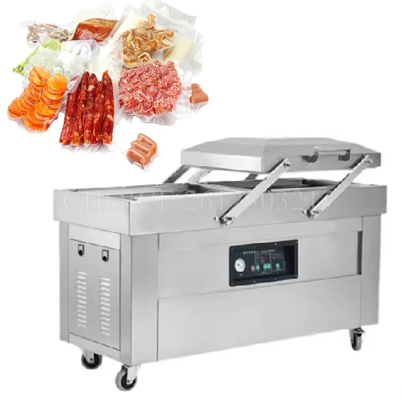 

High Efficiency Large Double Chamber Dual Use Of Dry And Wet Vacuum Sealer Commercial Food Meat Vaccum Packing Sealing Machine