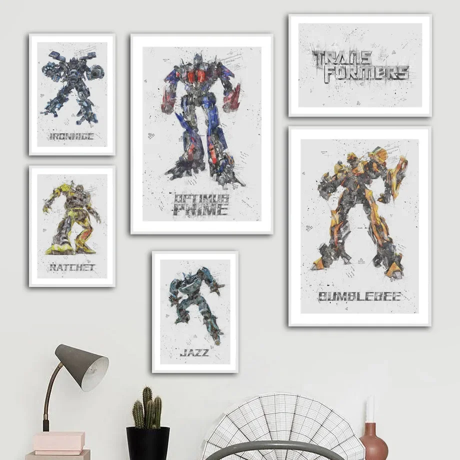 

Nordic Style Optimus Prime Bumblebee Ironhide Autobots Wall Art Canvas Children's Room Decorative Poster Print