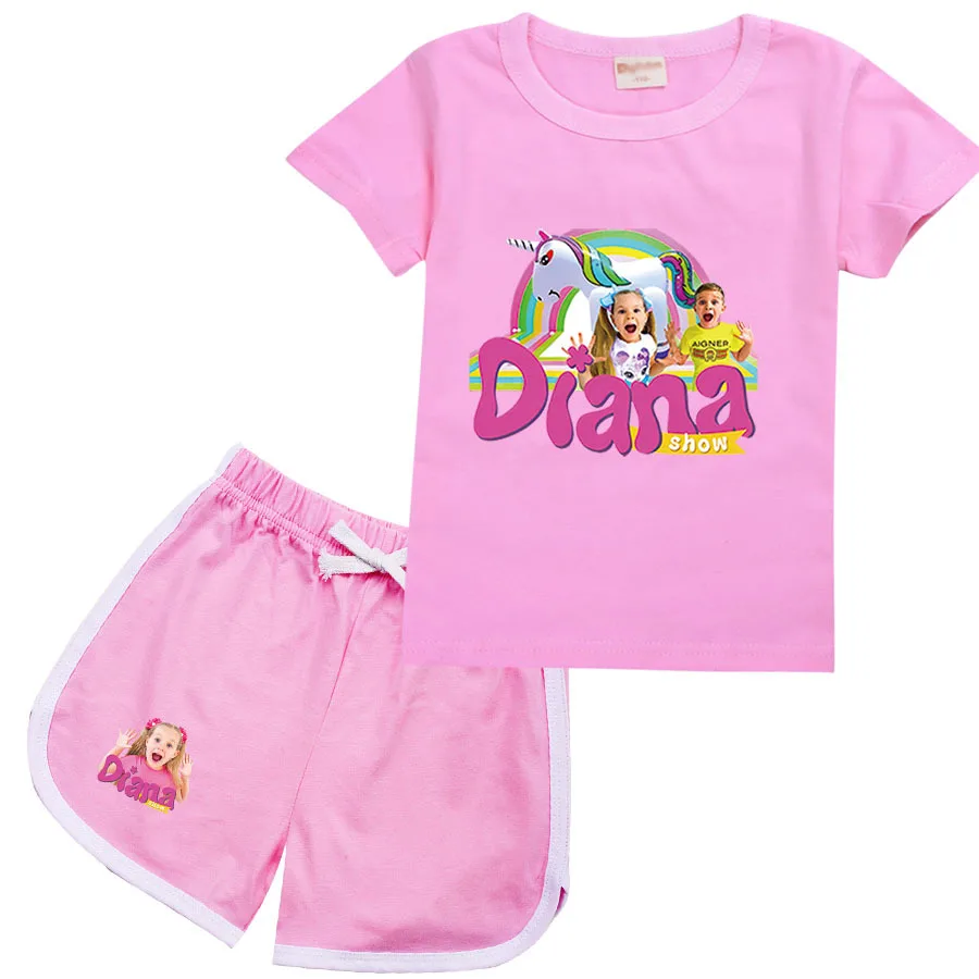 

Kids Diana and Roma Costume Baby Girls Short Sleeve T-shirt + Shorts 2pcs Suit Children's Clothing Sets Teenager Boys Outfits