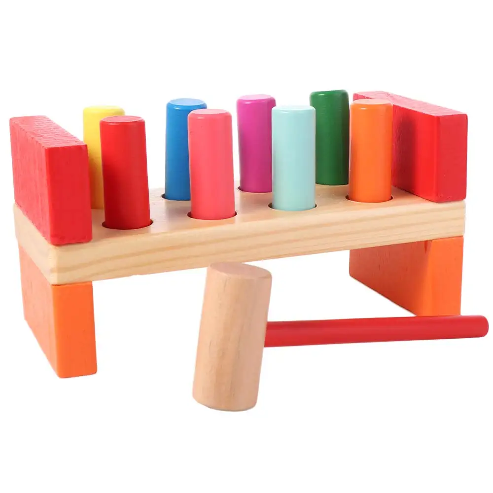 Fine Motor Training Wooden Hammer Color Cognition Geometric Figure Montessori Sensory Game Training Aid Early Education