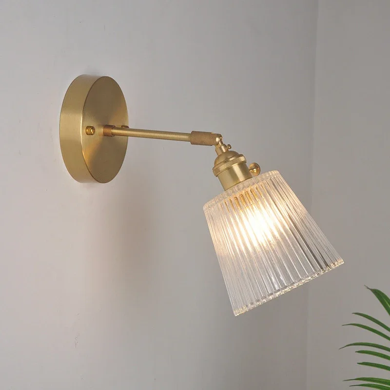 Nordic Koperen Glazen Wandlampen Armaturen Schakelaar Slaapkamer Naast Trap Spiegel Licht Nordic Moderne Wandlamp Blaker LED