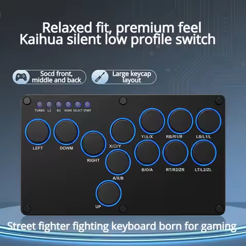 Arcade Hitbox Controller Mini Arcade Joystick Texture Stickless Arcade Stick Controller For PC/PS4/PS5/Switch Game Acessories