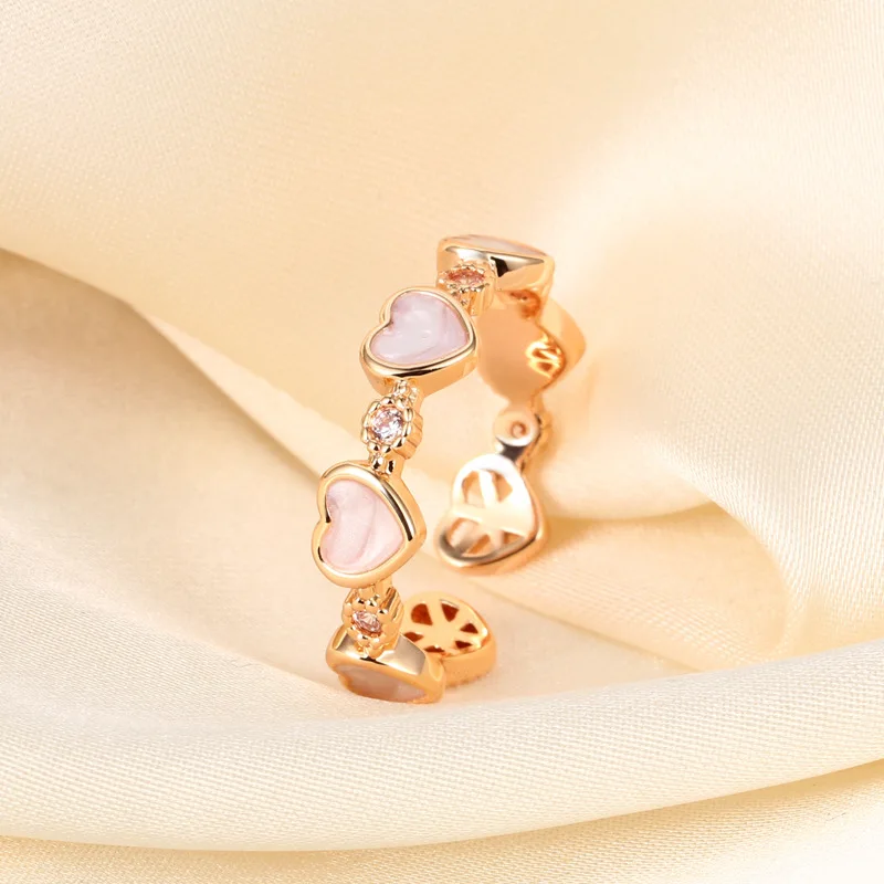 

White Heart Ring for Women Luxury Fine Craftsmanship Open Adjustable Minimalist Hypoallergenic Statement Finger Ring Jewelry