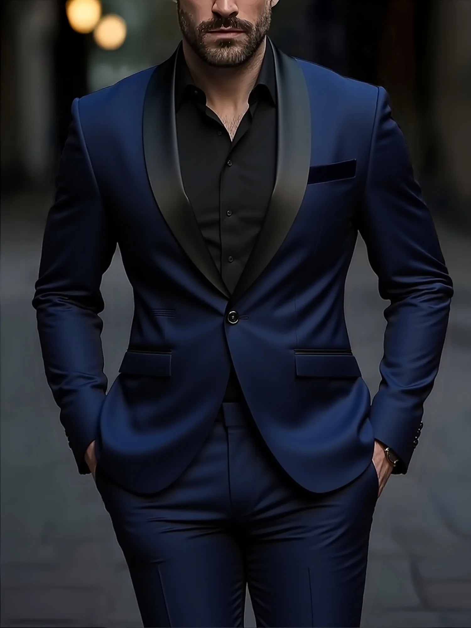 

2-Piece Men's Shawl Collar Suit Set, Stylish Groom Wedding Wear, Formal Outfit for Wedding, Prom & Events