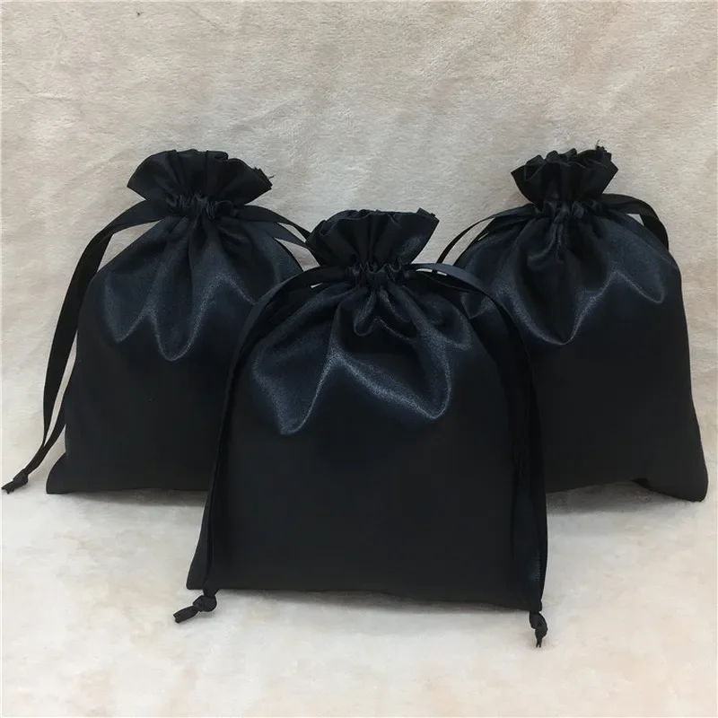 Satin Bags for Packaging Jewelry/Makeup/Gift/Wedding/Party/Storage/Hair Bundle/Wig/Shoe Bag Silk Cloth Pouches Custom Logo Print