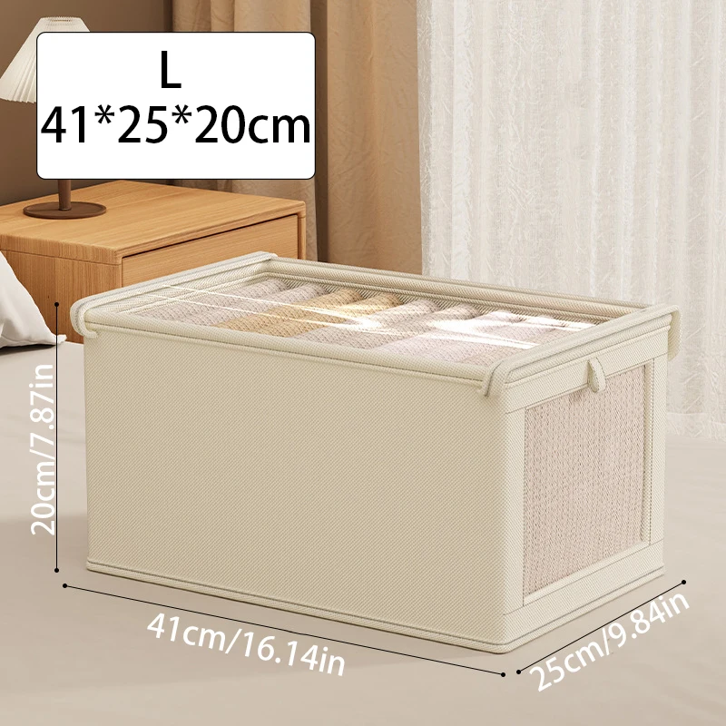 صندوق تخزين نافذة مرئي بسعة كبيرة لخزانة الملابس مع غطاء، مقاوم للغبار، يستخدم لتنظيم الملابس وتخزين الفراش #3