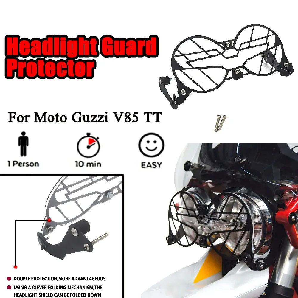 

V85TT Motorcycle Accessory V85TT Brand NEW For Moto Guzzi V85 TT Folding Headlight Guard Protector Grill Double Protection V85TT