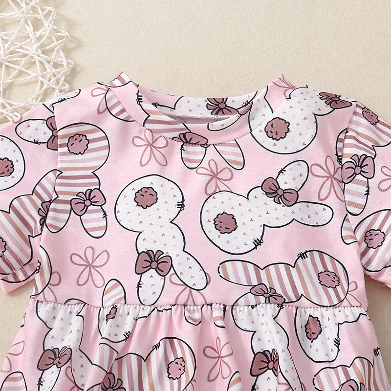 

Baby Boys Short Sleeve Romper Round Neck Dinosaur Print Frill Hem Summer Jumpsuit Infant Newborn Outfit for Toddler Kids