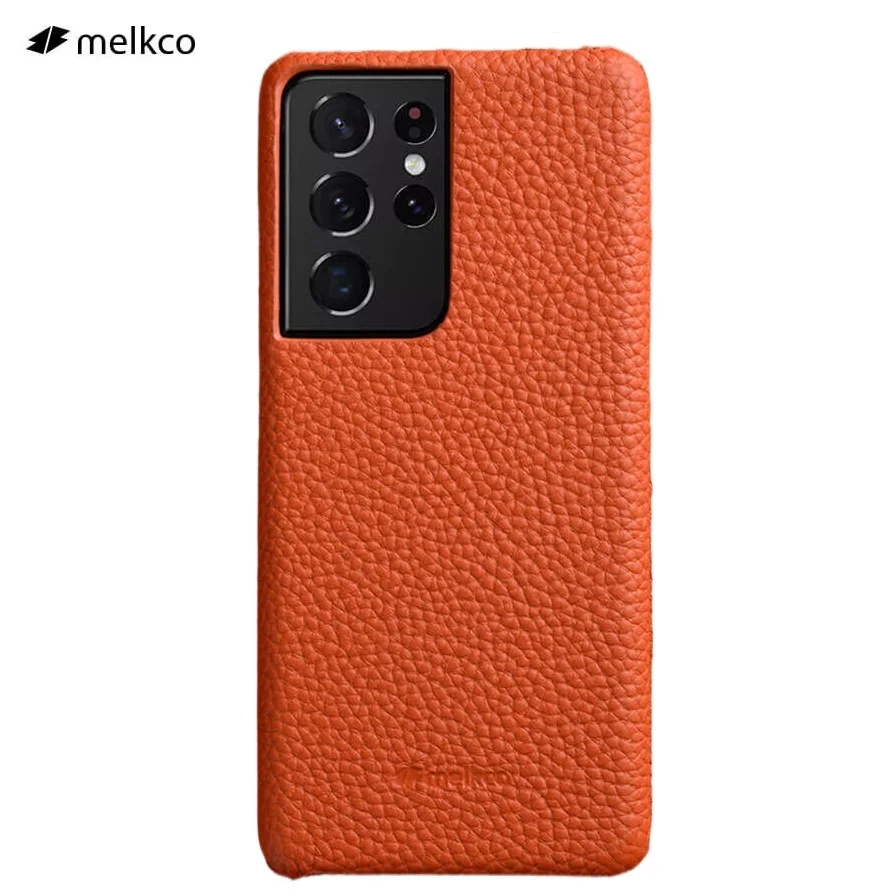 

Melkco S21 Ultra Litchi Texture Luxury Cowhide Leather Cell Phone Case for Samsung Galaxy S21 Plus Fall Proof Protective Cover