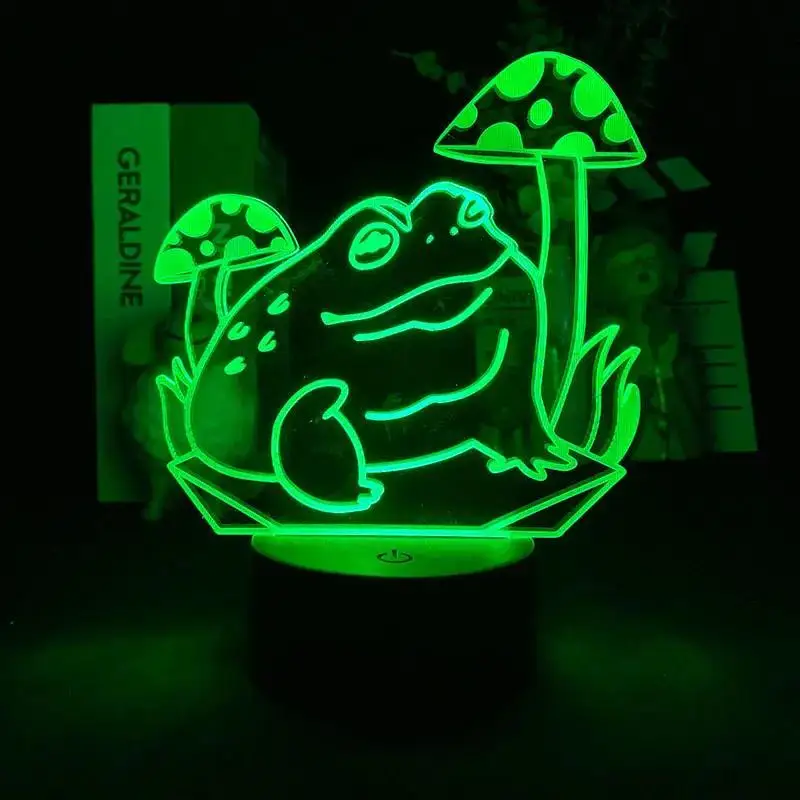 Cartoon Frog 3D Night Light Cute Animal Creative Table Lamp with Touch Switches and 7 Colorful Glow Lamps for Home Decor Gift