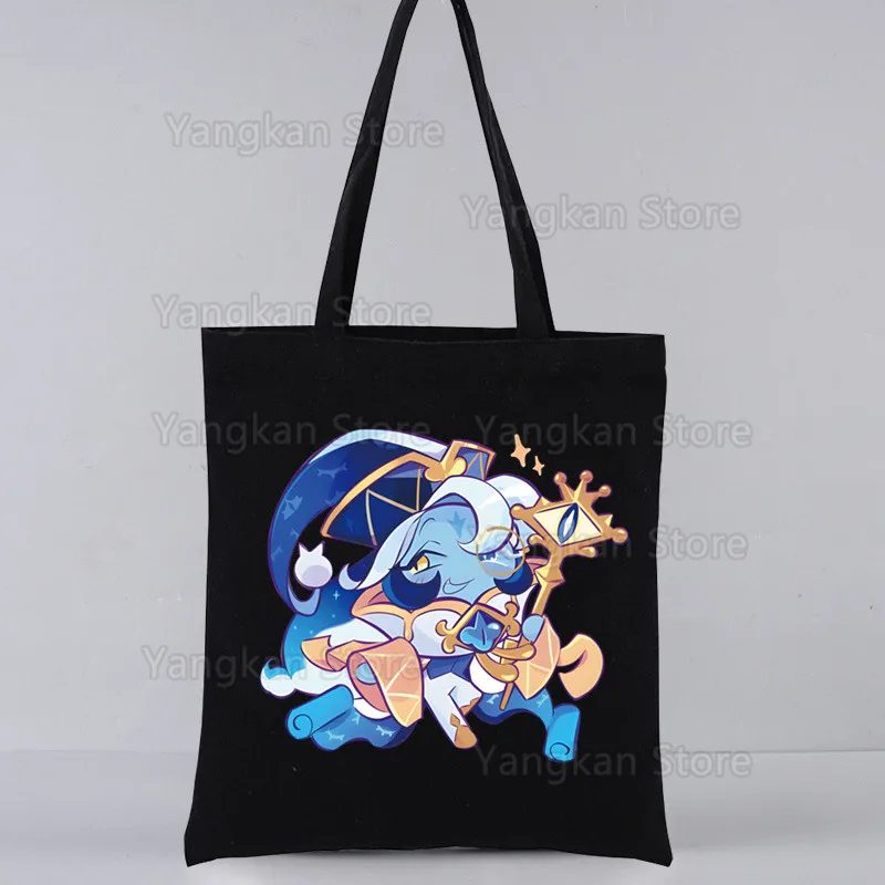 Cookie Run Shadow Milk Canvas Bag Women Girls Simple Large Capacity Storage Handbag Shoulder Bag Tote Reusable Student Bookbag