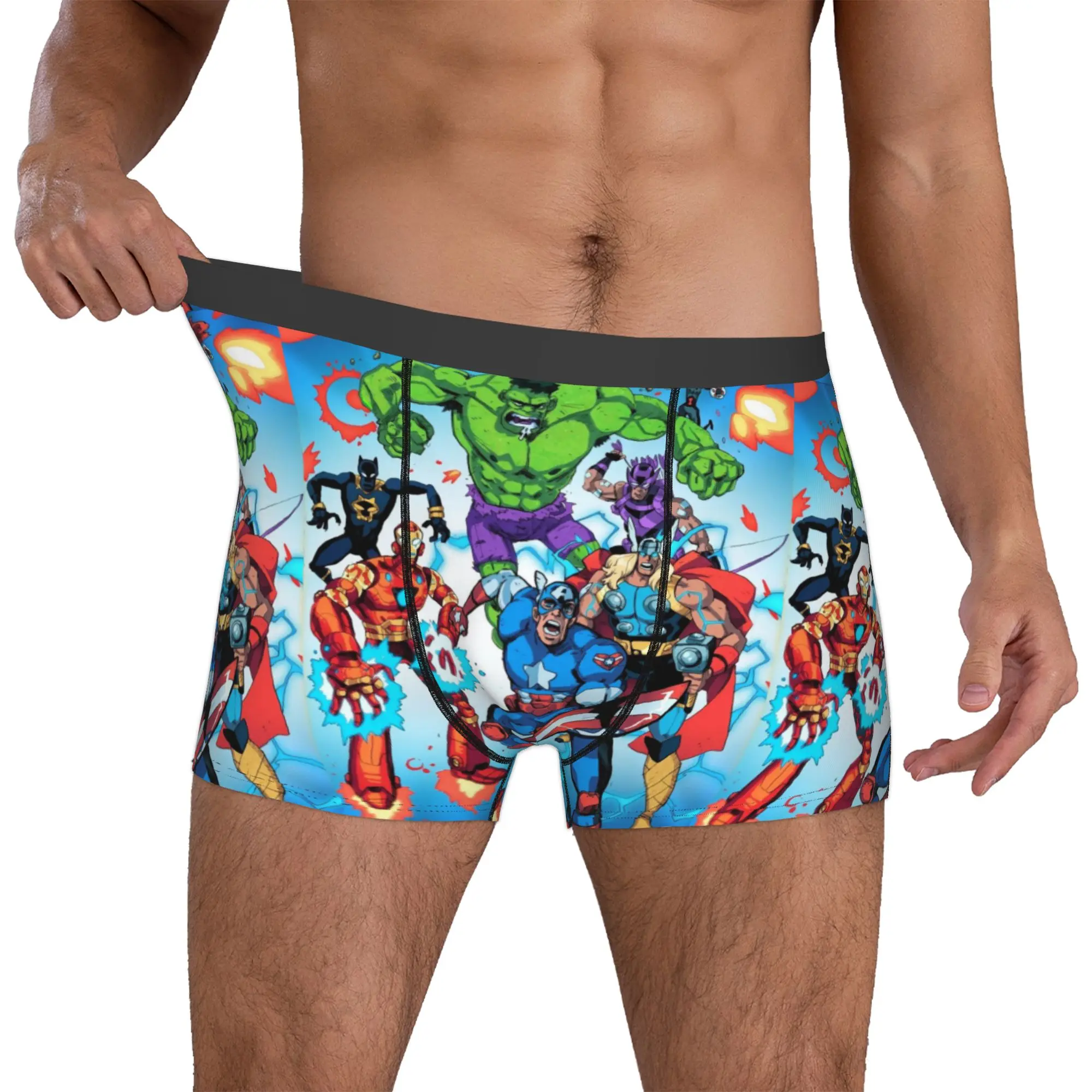 

Customized Fashion A-Avengers Comic Wallpaper Boxers Shorts Panties Men's Underpants Breathable Briefs Underwear