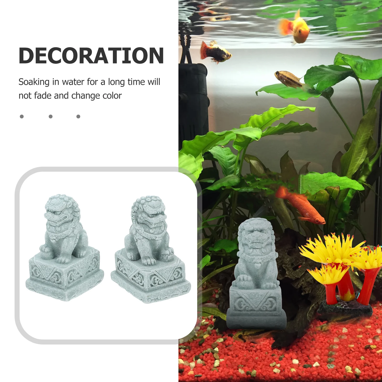 2 Stücke Harz Aquarium Landschaft Stein Löwe Dekor Aquarium Ornamente Langlebig Ungiftig Chinesischen Stil für Home Studie