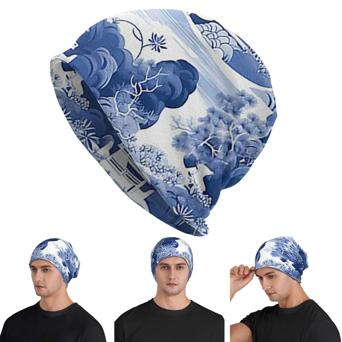 

Chinoiserie Pattern Skullies Beanies Hats Warm Autumn Winter Outdoor Cap Knitted Bonnet Caps for Men Women Adult
