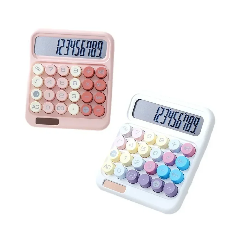 Large Dopamine Calculator Large LCD Display Big Round Button 15°Tilt Screen Cute Goddess Style Calculator For Office Students