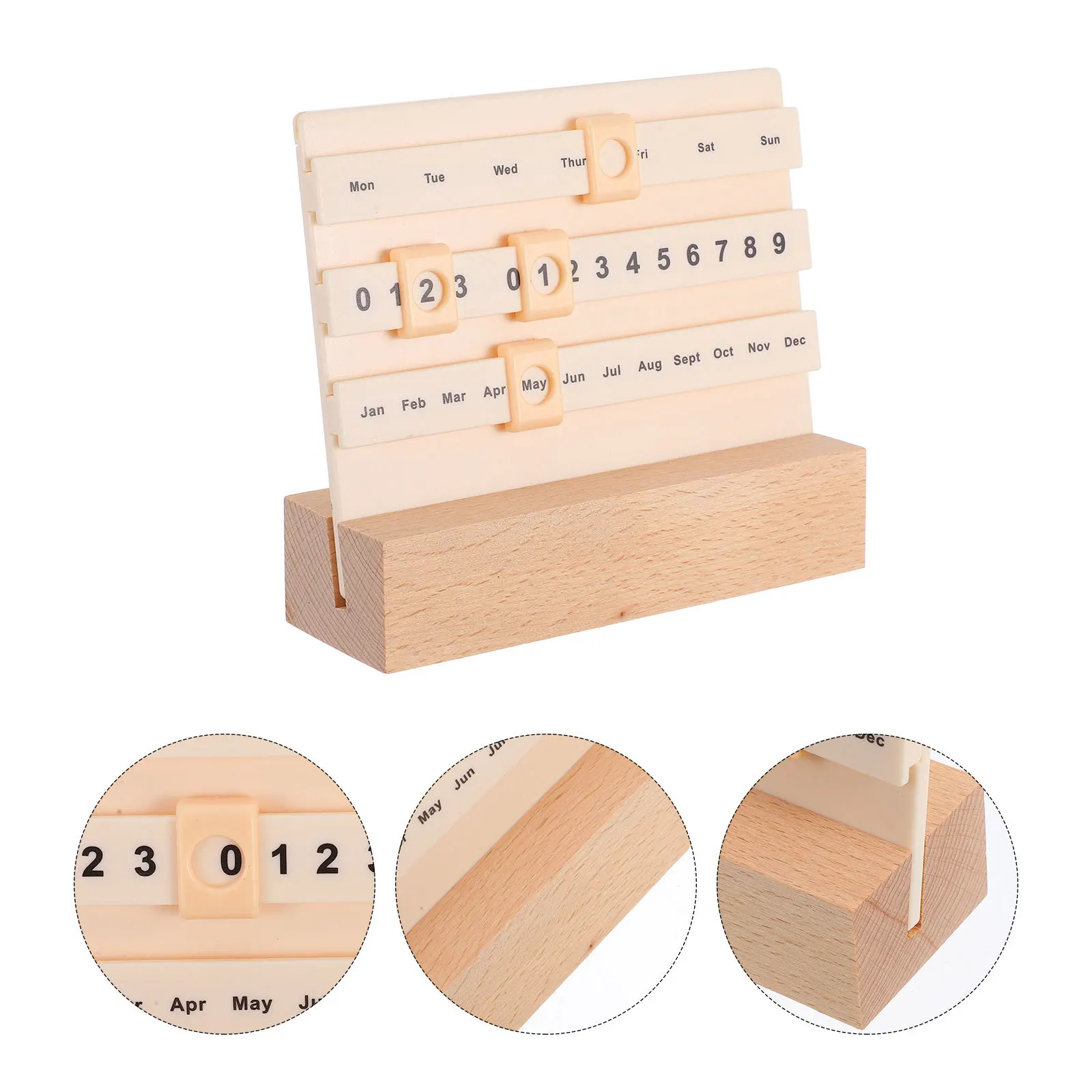 

Деревянный вечный календарь, винтажный дисплей даты на 2025 год, ежемесячный еженедельный планировщик на год, домашний офис, стильный декор, деревянный настольный календарь