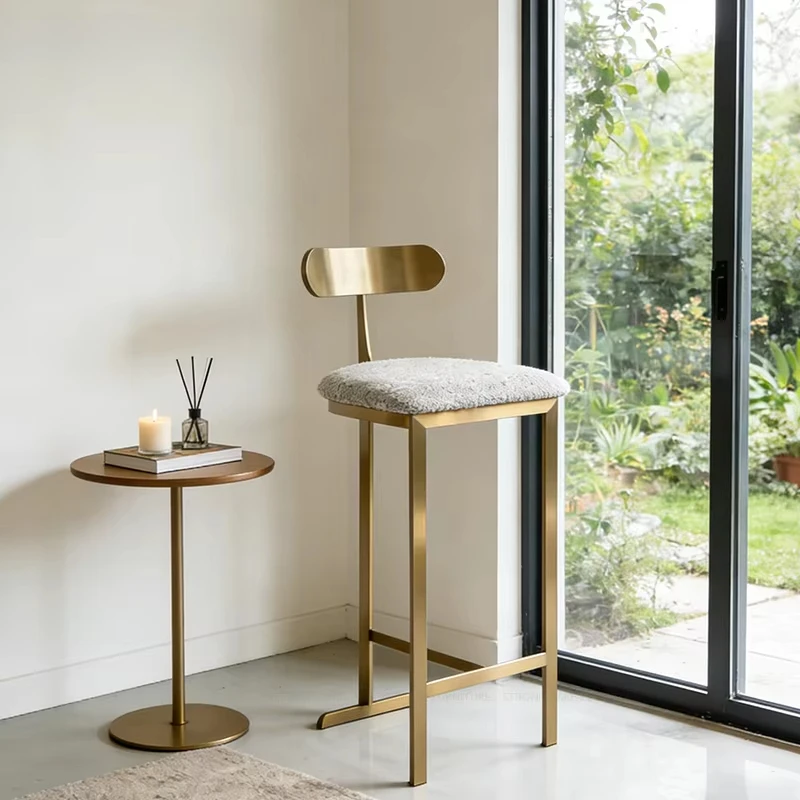 

Modern Luxury Stainless Steel Kitchen Island Chairs Dining Room Furniture Counter Height Gold Metal Bar Stool