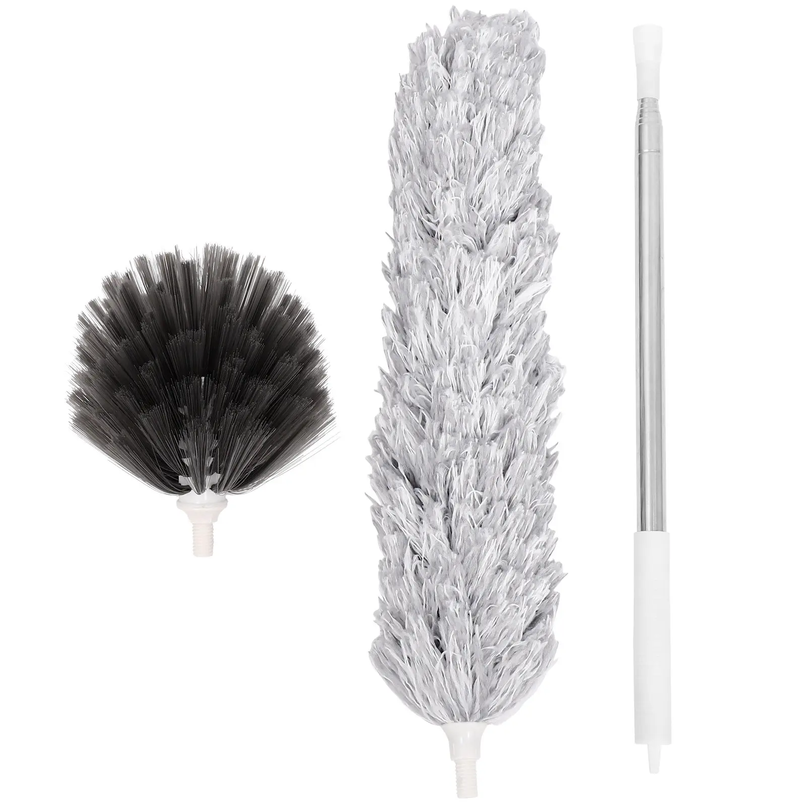 1Set Spider Web Dusting Duster Telescopic Rod Ceiling Dust Cleaner Fiber Duster Set Home Cleaning Dusting Brush Dust Removal
