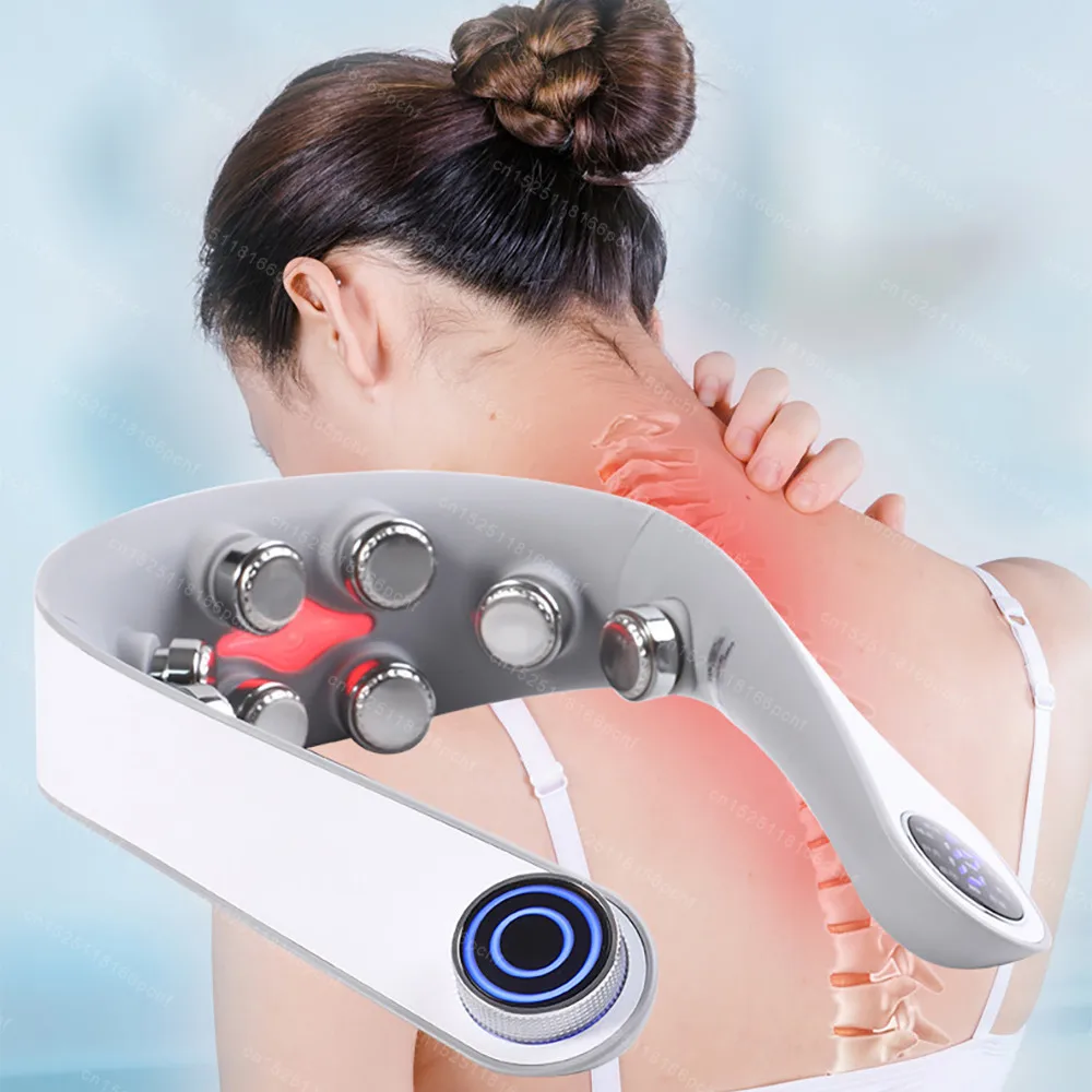 

Электрический массажер для спины и шеи, десят импульсные устройства для вибрационного массажа плеч и шеи, отопление, облегчение боли в мышцах, здравоохранение