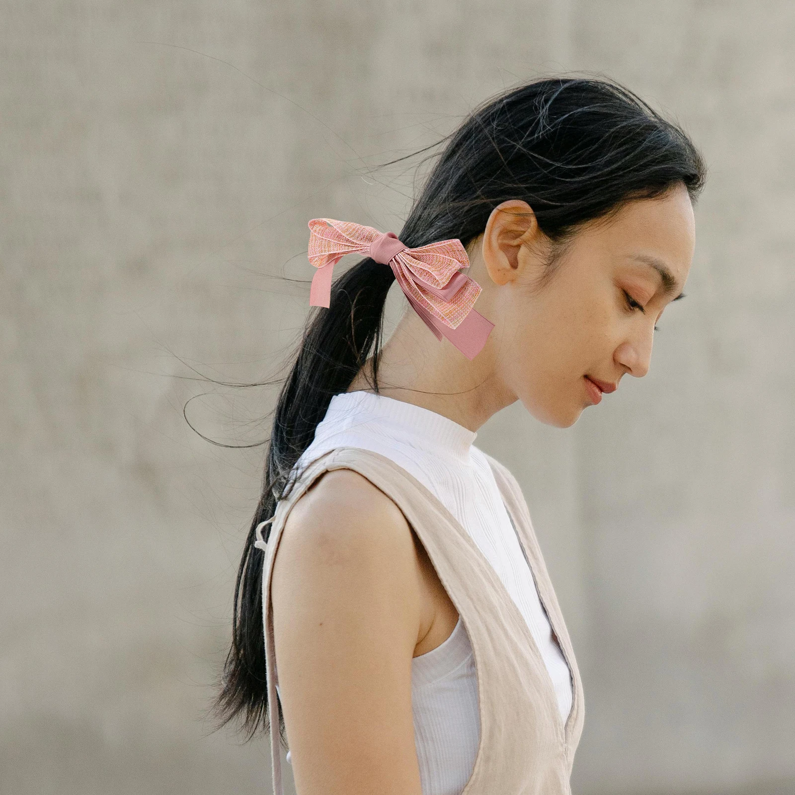 

Elegant Bow Banana Clip for Women Girls Fashionable Aesthetic Plastic Barrette Durable Korean Ponytail Accessory Curly Hair