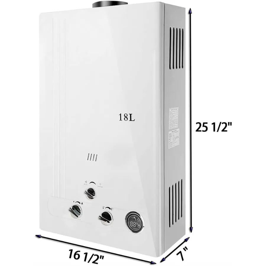 

TC-Home 18L Propane Gas Water Heater Tankless 4.8GPM Instant 36KW LPG Hot Water Heater for Home Use with High Efficiency and Ra