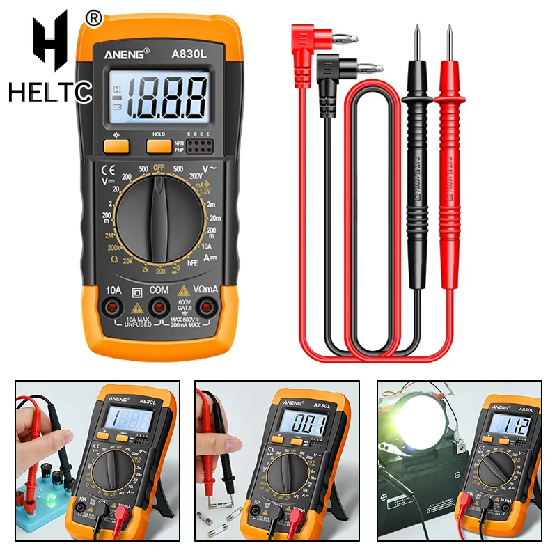 

A830L Digital Multimeter AC DC 100A Voltmeter Voltage Current Diode And Resistance Freguency Temperature Tester Household Tools