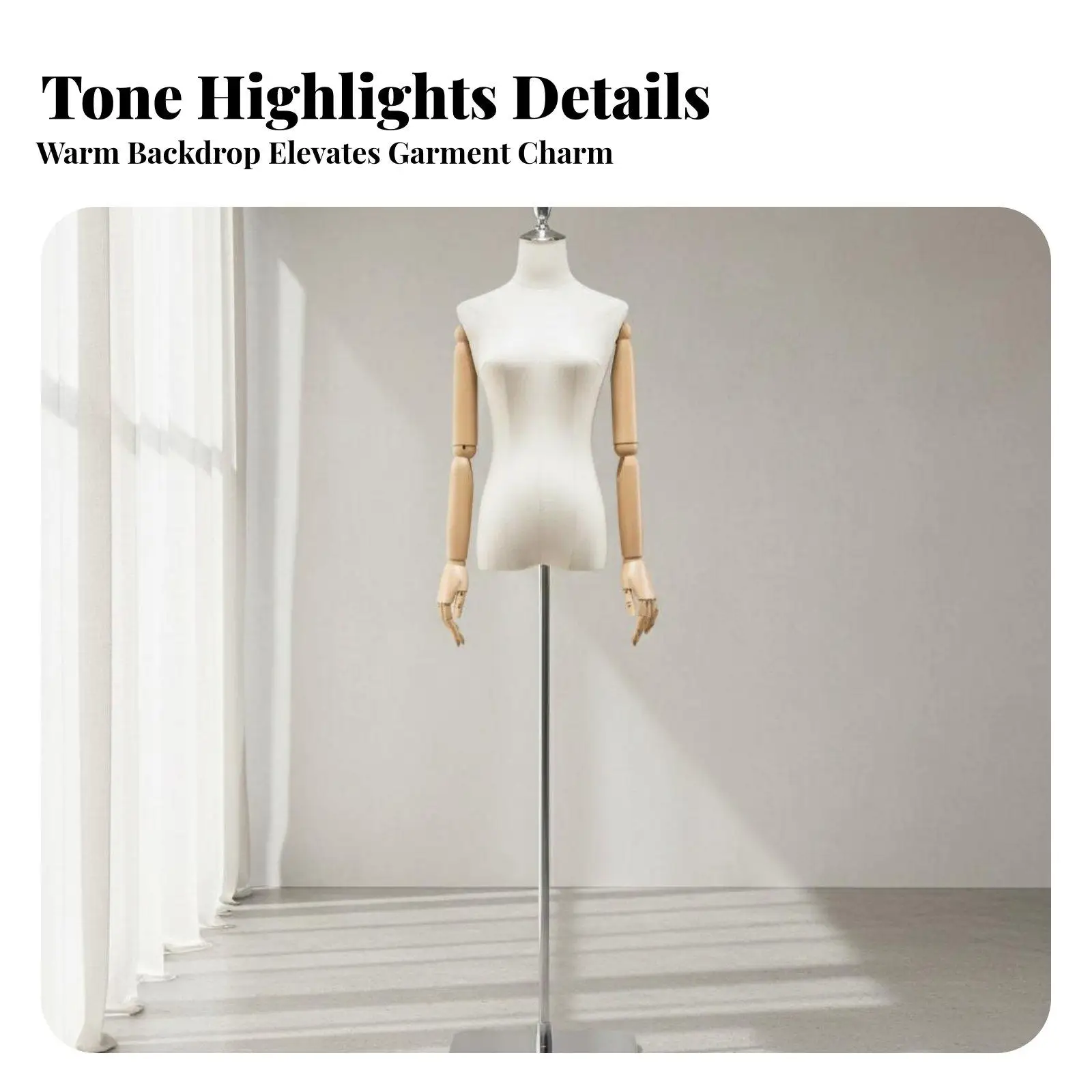 Half Figure Dress Form with Stand Stable Metal Base Female Torso Mannequin Easy Assembly Female Mannequin Torso for Boutique