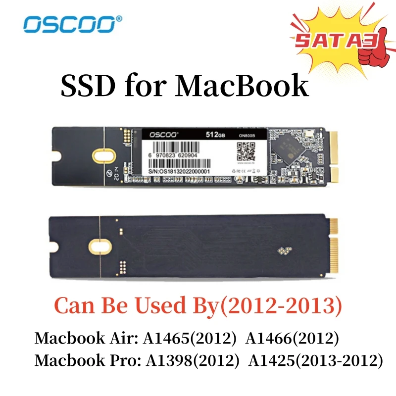 

SATA3 SSD for MacBook Air A1465 A166 2012 MacBook Pro A1398 A1425 Original TLC Solido Disco Duros 256GB 512GB 1TB