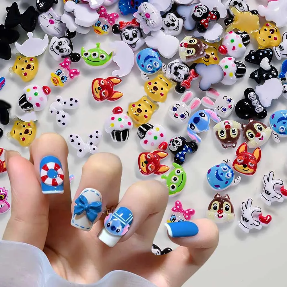 120 Uds. De dijes 3D de punto mixto para decoración de uñas de Ángel, piezas de uñas de monstruo alienígena Sullivan bonitas para decoración de manicura de personaje de Anime para niña