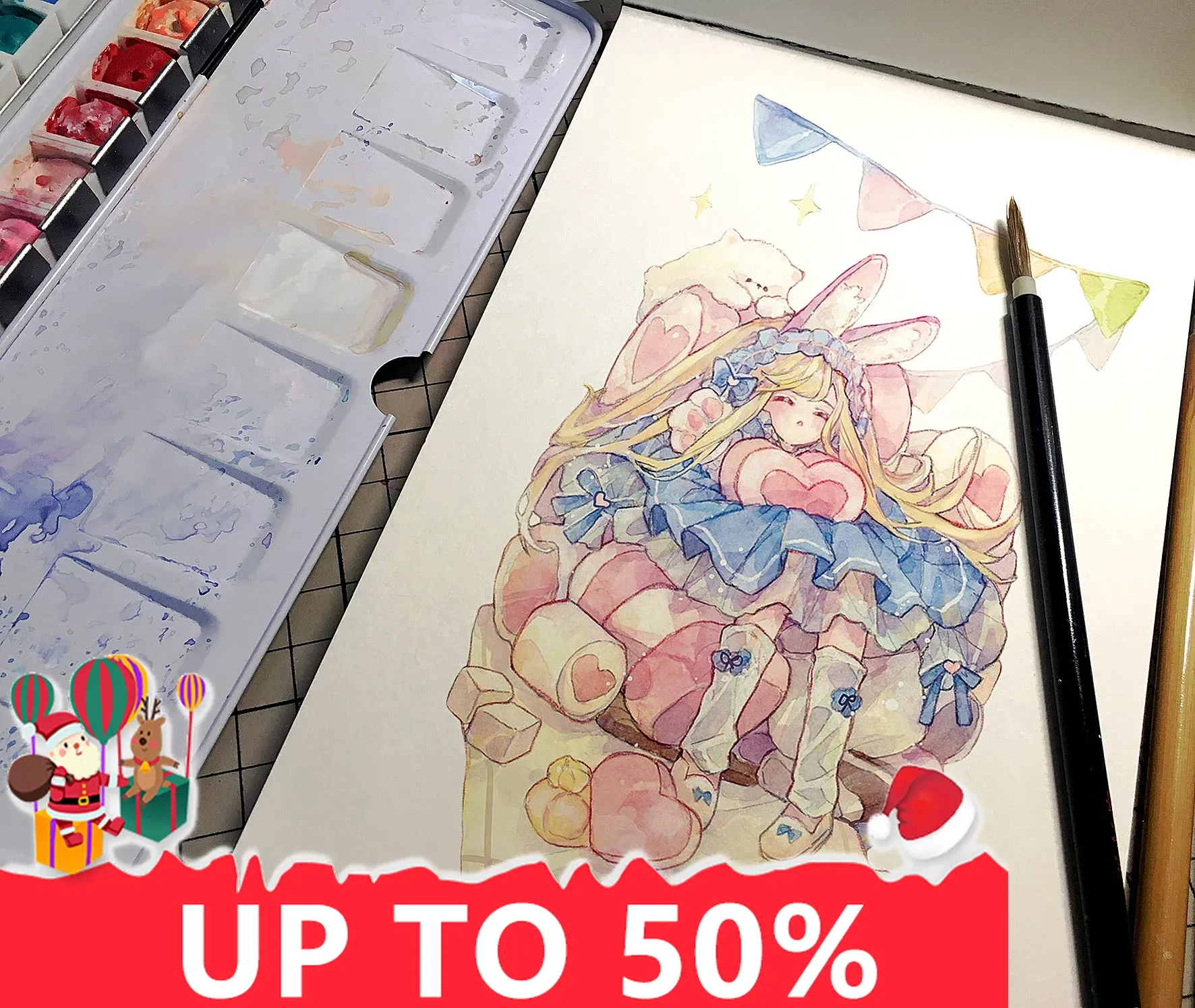 New Hot BAOHONG watercolor раскраска cotton watercolor papercoloring book for adults ￼300g 16K set pen and pencil coloring book