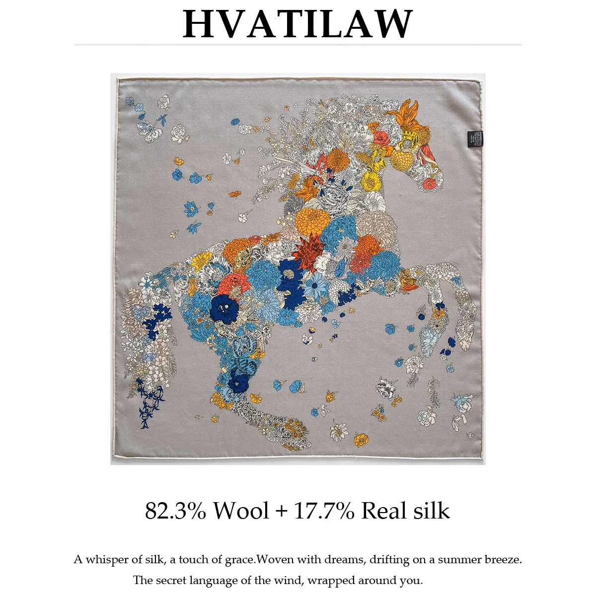 

Шарф-платок из 100% натурального шелка и шерсти, 62 см, с принтом лошади, бандана, повязка на голову, хиджаб, пончо, пашмина, декоративный аксессуар, коллекция 2026 года