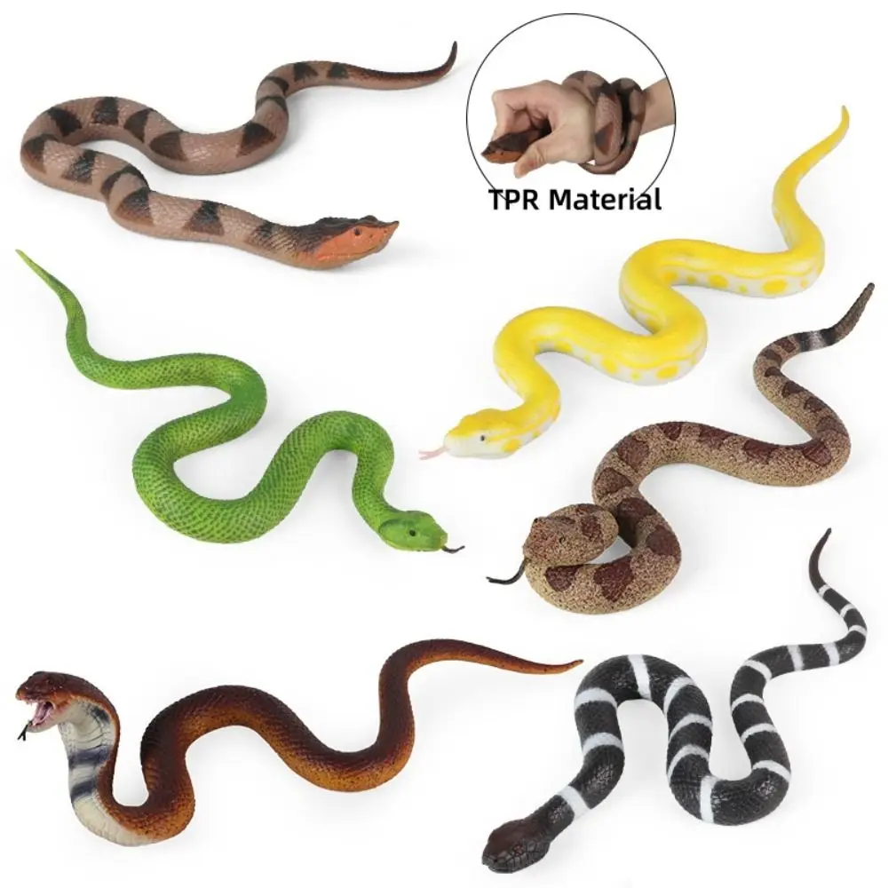 

Funny Reptile Animal Snake Action Figures Python Cobra Soft TPR Rattlesnake Model Elastic Lifelike Simulation Snake Prank Toy