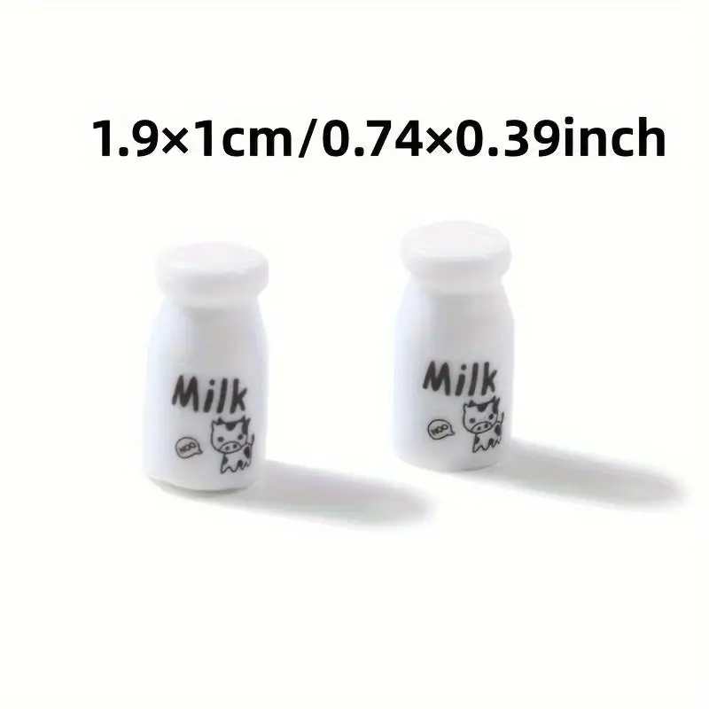 10 Mini Milk Bottle Resin Ornaments - 3D DIY Craft Accessories for Phone Cases, Jewelry Making, Keychains, Scrapbooking - Durabl view 3