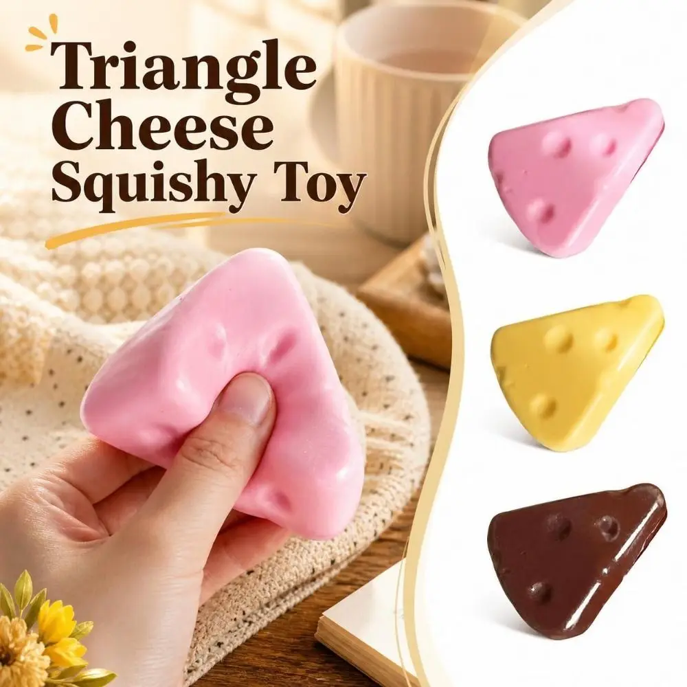Triangle Cheese Squeezed Cube Super Soft Anxiety Relief Cheese Squishy Comfortable Kneading Cheese Pinch Office Desk